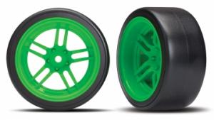 Traxxas Tires & Wheels Drift 1.9" on Green Split-spoke Rear (2) TRX8377G