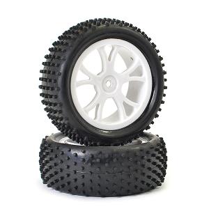 FTX VANTAGE FRONT BUGGY TYRE MOUNTED ON WHEELS (PR) - WHITE FTX6300W