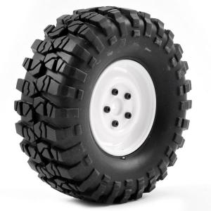 FTX OUTBACK PRE-MOUNTED STEEL LOOK LUG/TYRE (2) - WHITE FTX8172W