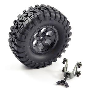 FTX OUTBACK SPARE TYRE MOUNT & TYRE/6 HEX WHEEL BLACK FTX8249B