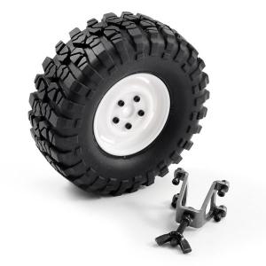 FTX OUTBACK SPARE TYRE MOUNT & TYRE/STEEL LOOK LUG WHEEL WHITE FTX8250W