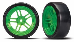 Traxxas Tires & Wheels Drift 1.9" on Green Split-spoke Front (2) TRX8376G