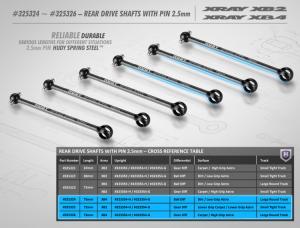 Xray  Rear Drive Shaft 67mm 2.5mm pin 325321