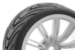 FASTRAX 1/10 STREET/TREAD TYRE 20SP WHITE WHEEL