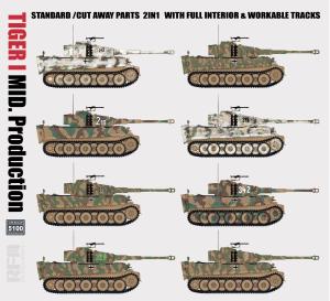 Ryefield 1/35 Tiger I Mid Production  w/Cutaway Parts & Full Interior