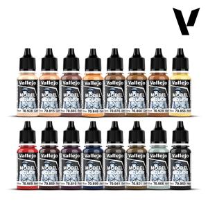 Vallejo Model Color "Face & Skin Tones" set, 16 colors