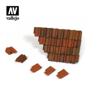 Vallejo 1/35 Damaged Roof Section and Tiles (1+12 pcs)