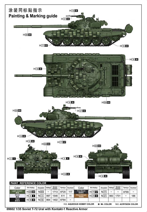 Trumpeter 1/35 Soviet T-72 Ural with Kontakt-1 Reactive Armor