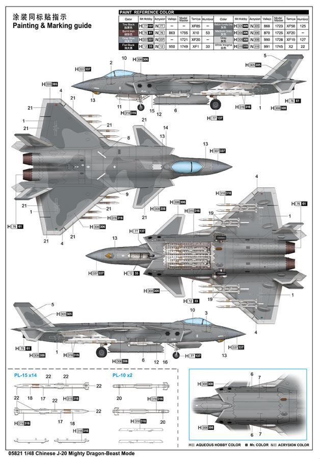 Trumpeter 1/48 Chinese J-20 Mighty Dragon-Beast Mode