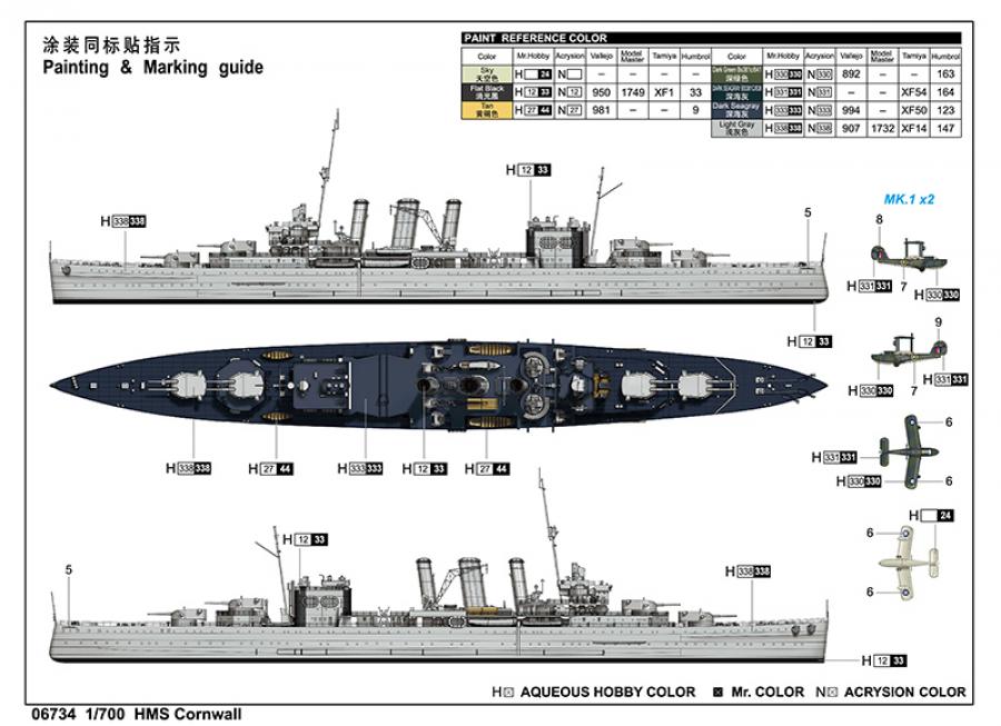 Trumpeter 1:700 HMS Cornwall