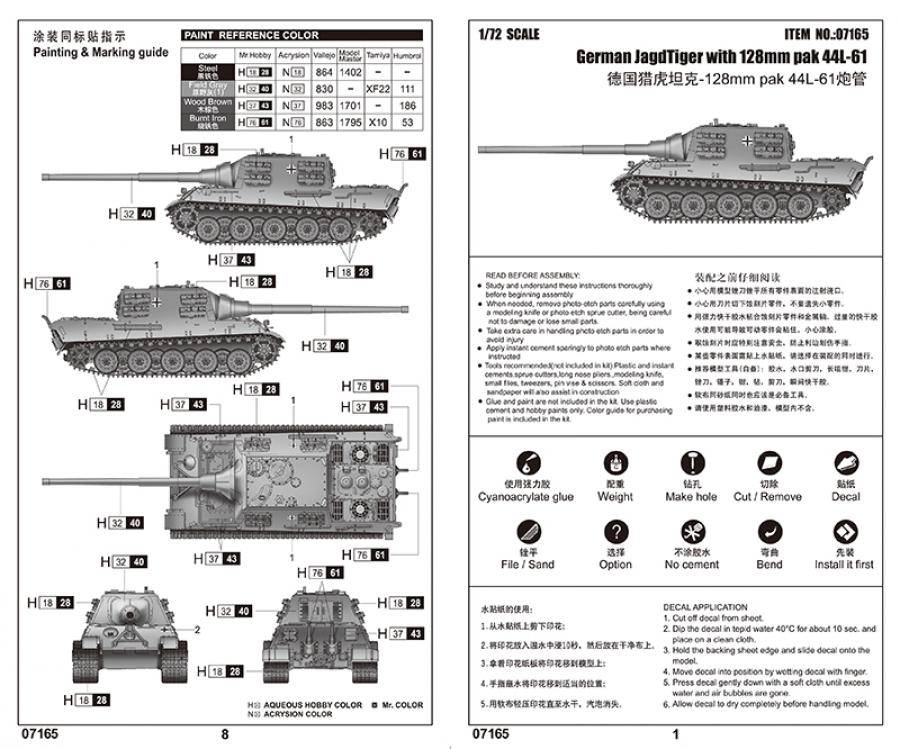 Trumpeter 1:72 German JagdTiger with 128mm pak