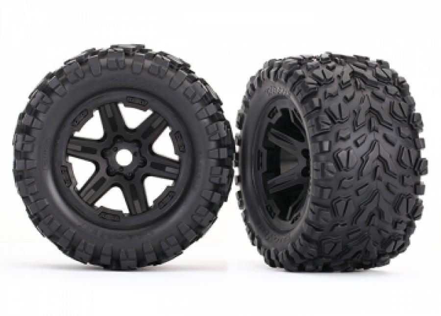 Traxxas Tires & Wheels Talon EXT/Carbide Black 3.8" (2) TRX8672
