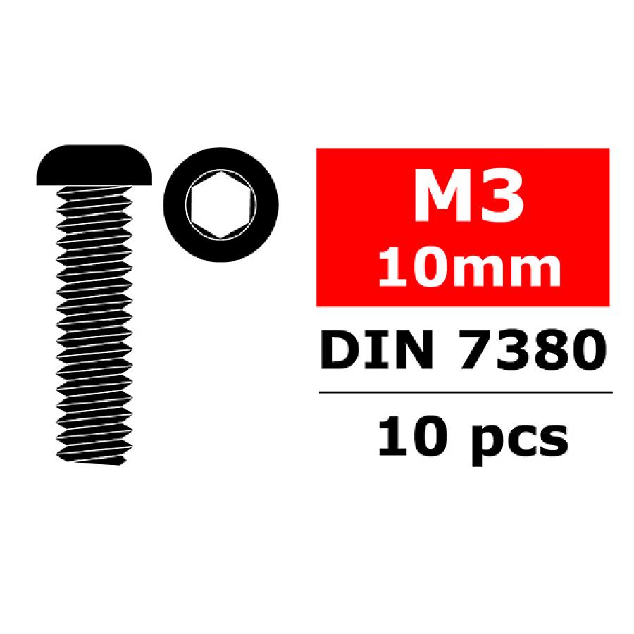 CORALLY STEEL SCREWS M3 X 10MM HEX BUTTON HEAD 10 PCS