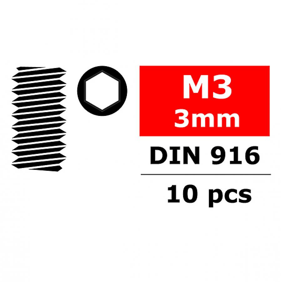 CORALLY STEEL SET SCREWS M3 X 3MM HEX 10 PCS