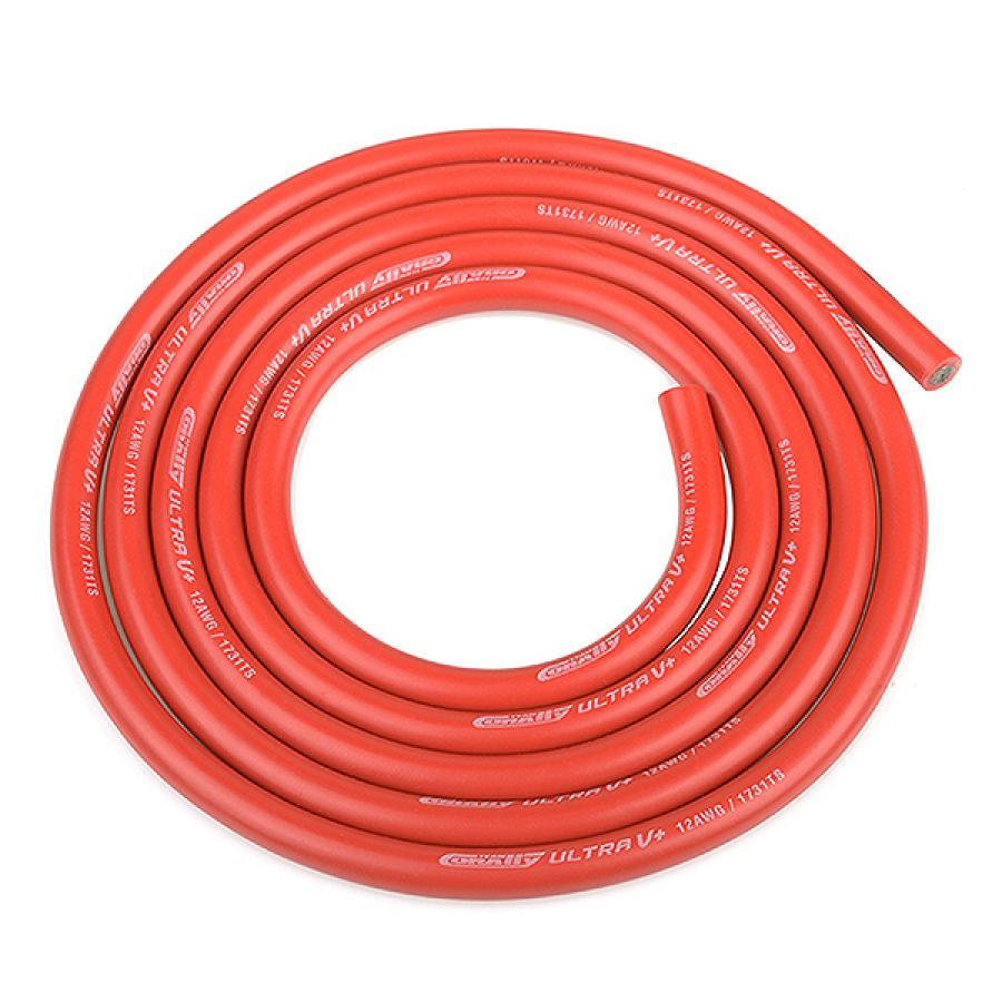 CORALLY ULTRA V+ SILICONE WIRE SUPER FLEXIBLE RED 12AWG 1731/0.05 STRANDS OD4.5MM 1M