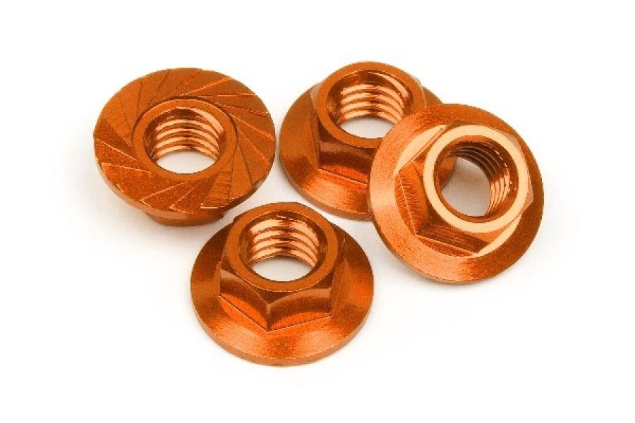 HPI Racing  SERRATED FLANGE NUT M4 (ORANGE/4PCS) 87267