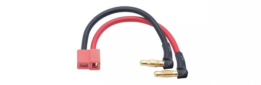 LRP LiPo Hardcase adapter wire - 4mm male plug to US-style plug 90 angle