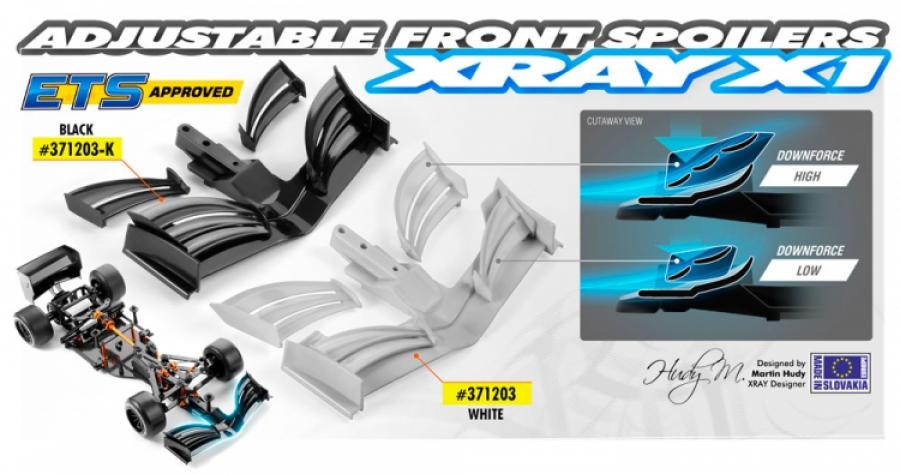 Xray  X1 Adj Front Wing White ETS-Approved 371203