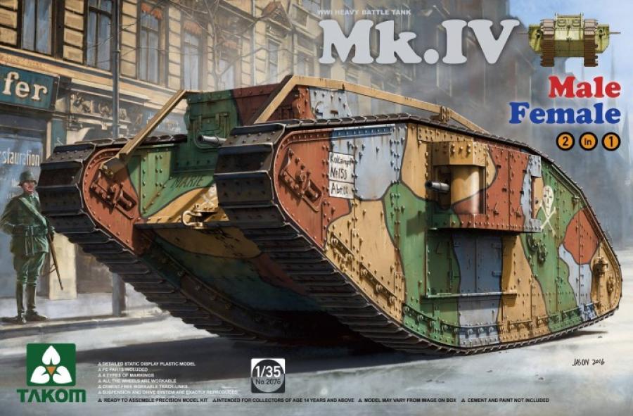 1:35 WWI Heavy Battle Tank Mk.IV 2 in 1