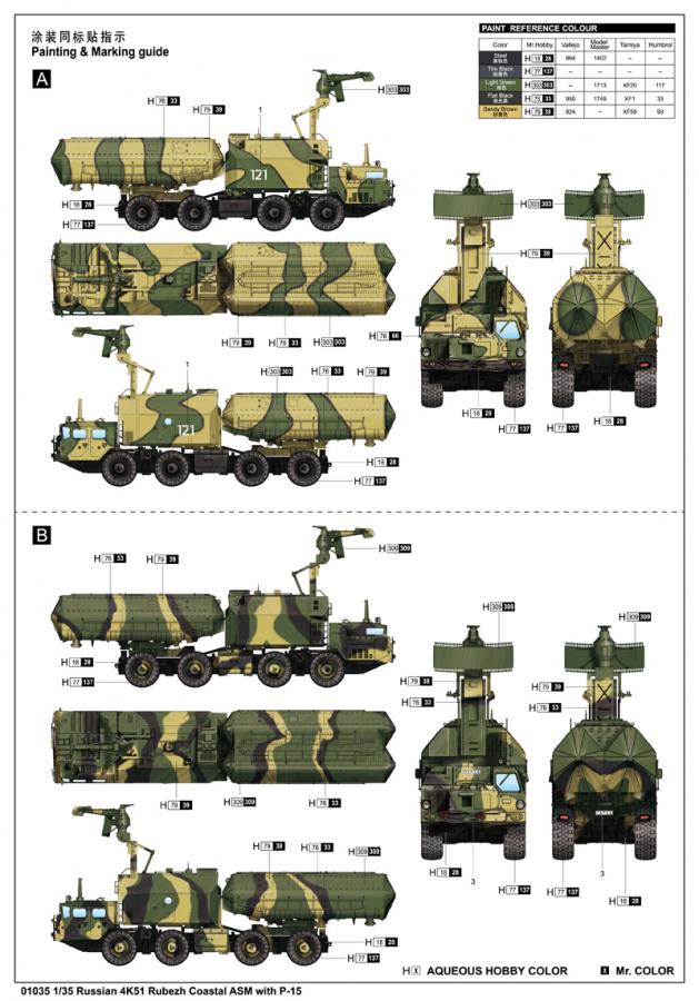 Trumpeter 1:35 Russian 4K51 Rubezh Coastal ASM with P-15