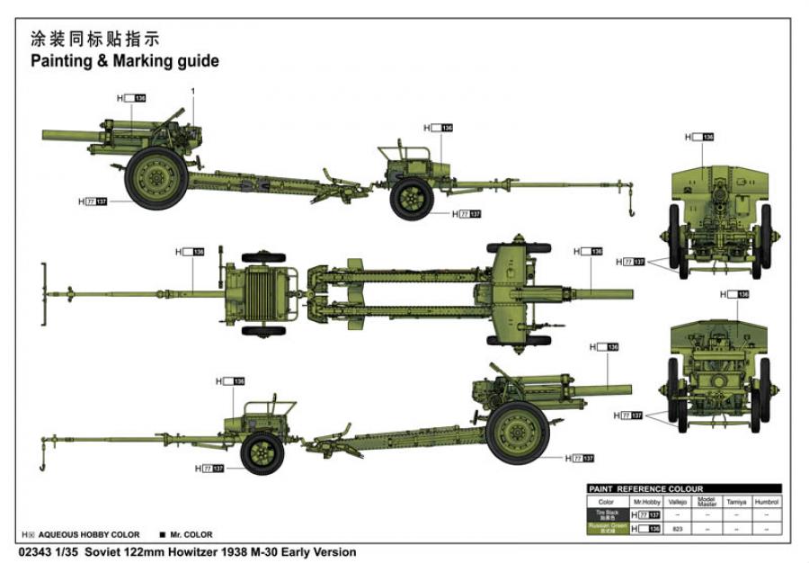 Trumpeter 1:35 Soviet 122mm Howitzer 1938 M-30 Early