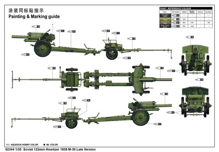 Trumpeter 1:35 Soviet 122mm Howitzer 1938 M-30 Late