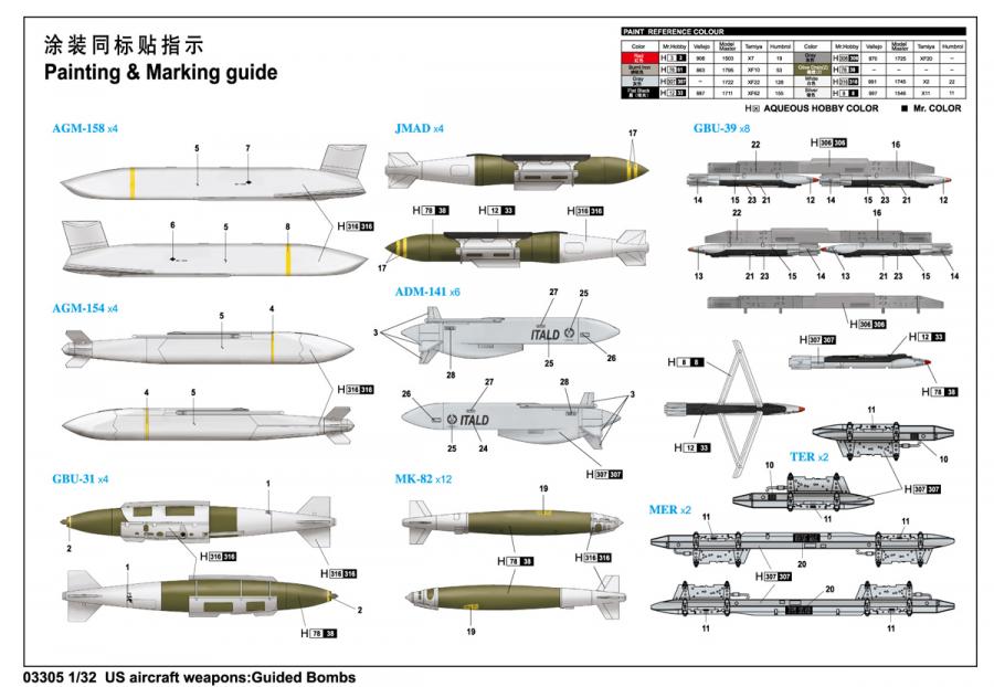 Trumpeter 1:32 US aircraft weapons - Guided Bombs