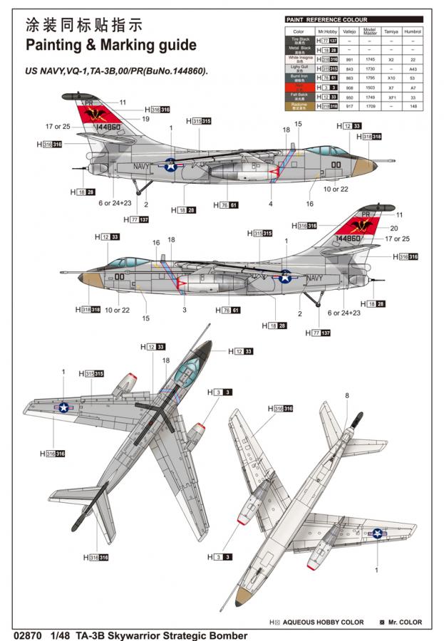 Trumpeter 1:48 TA-3B Skywarrior Strategic Bomber