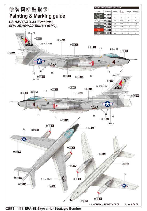 Trumpeter 1:48 ERA-3B Skywarrior Strategic Bomber