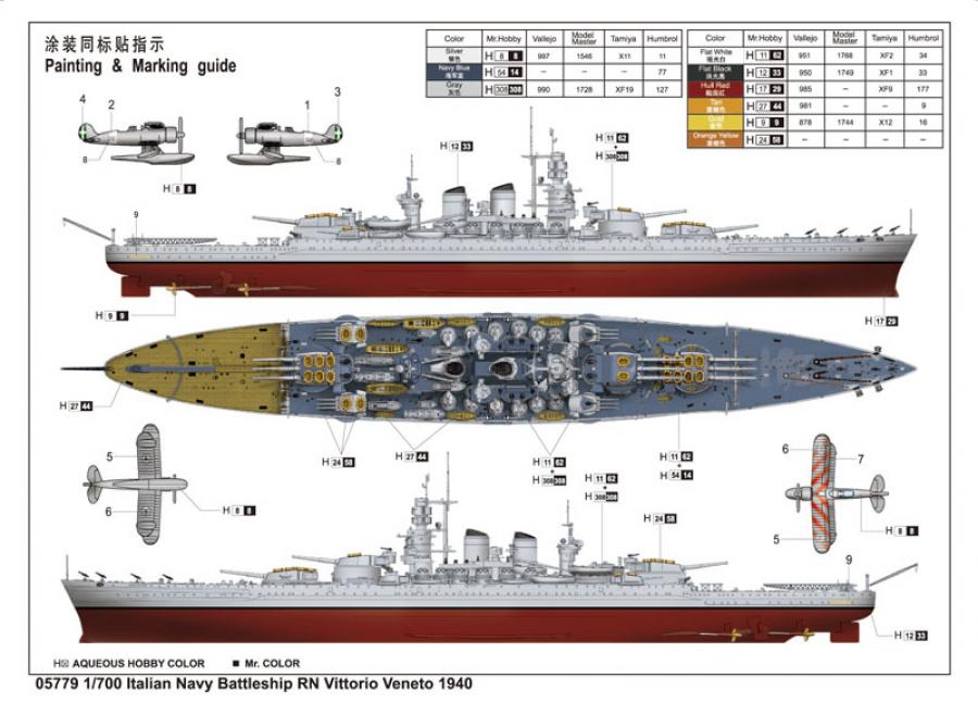 Trumpeter 1:700 Italian Battleship RN Vittorio Veneto 1940