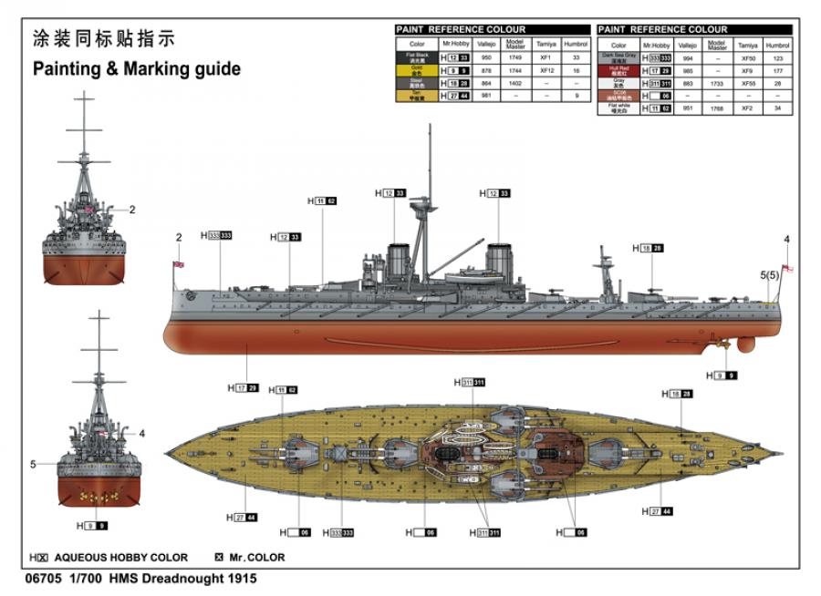 Trumpeter 1:700 HMS Dreadnought 1915