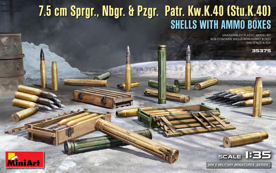 1:35 7.5 cm Shells with Ammo boxes