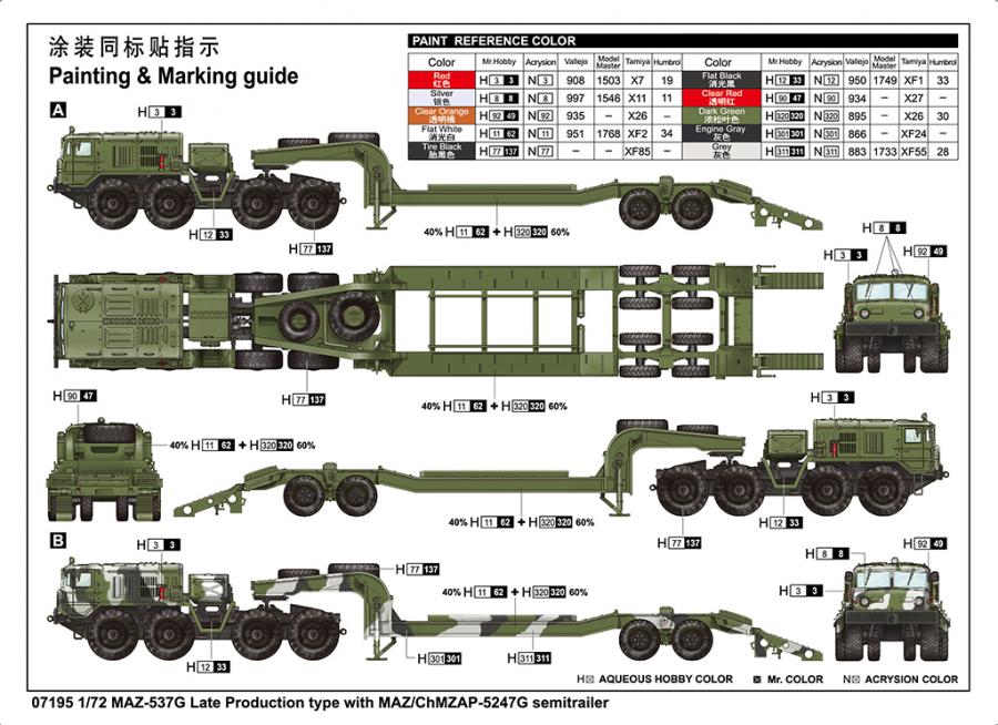 Trumpeter 1/72 MAZ-537G Late with MAZ/ChMZAP-5247G trailer