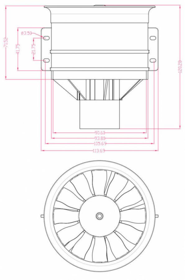 Ducted Fan 90mm 12-Blades with 4075-KV1500 motor FMS