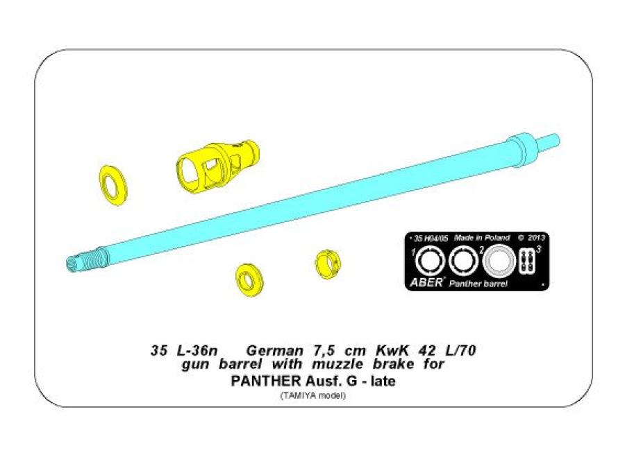 Aber 1/35 75mm barrel for Panther Ausf.G Late for Tamiya kit