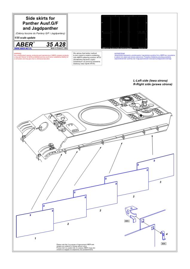 Aber 1/35 Side skirts for Panther Ausf.G / Jagdpanther