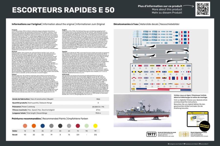 Heller 1/400 Escorteurs Rapides E 50 Twinset