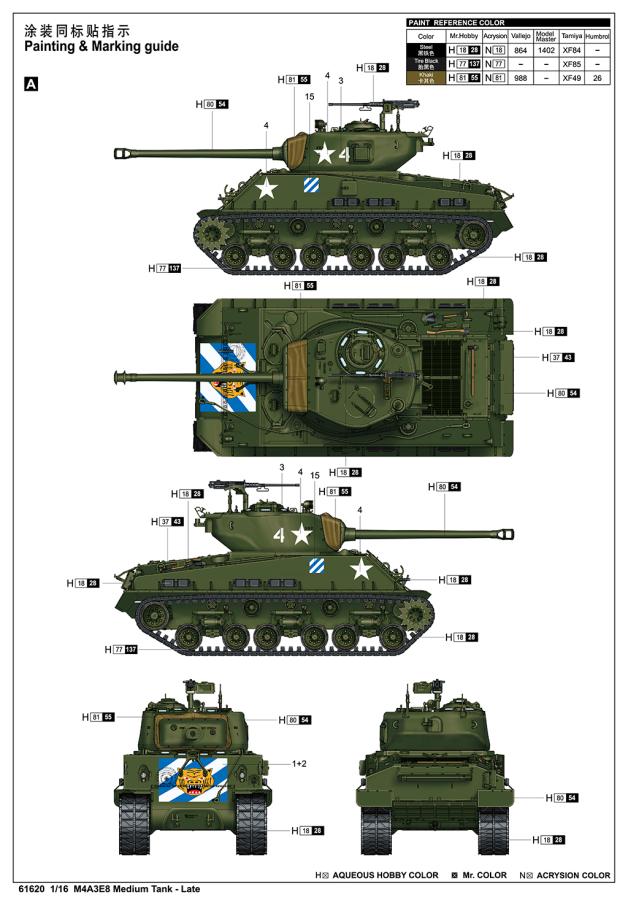 Ilovekit 1/16 M4A3E8 Medium Tank - Late