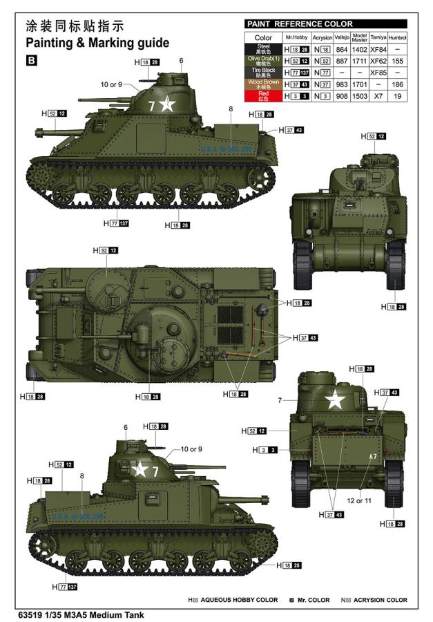 Ilovekit 1/35 M3A5 Medium Tank