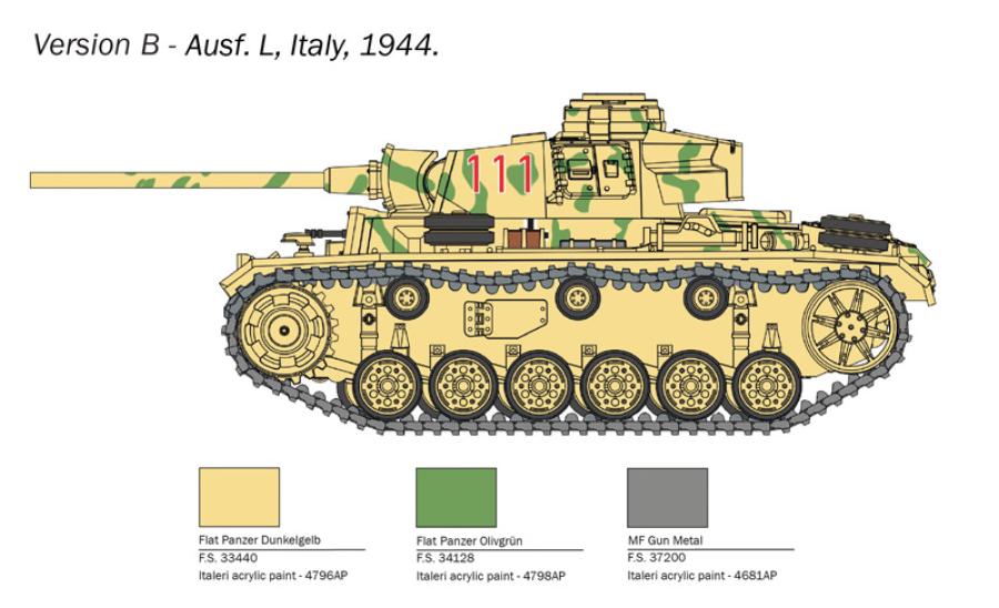 Italeri 1/56 Pz.Kpfw. III Ausf. J/L/M/N