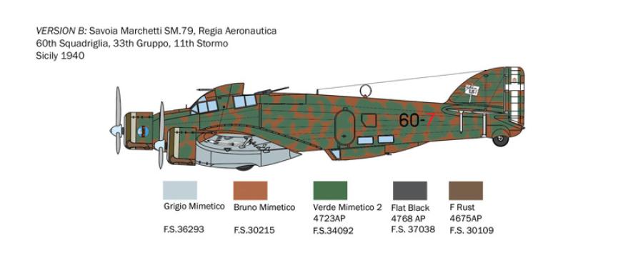 Italeri 1:72 SM-79 Sparviero Bomber version