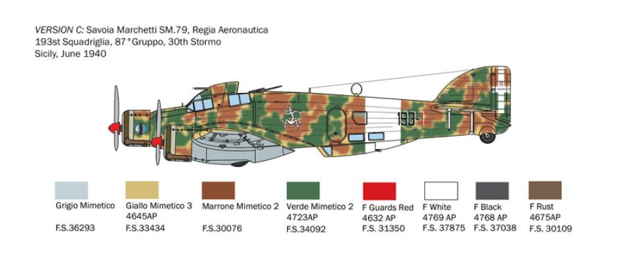 Italeri 1:72 SM-79 Sparviero Bomber version