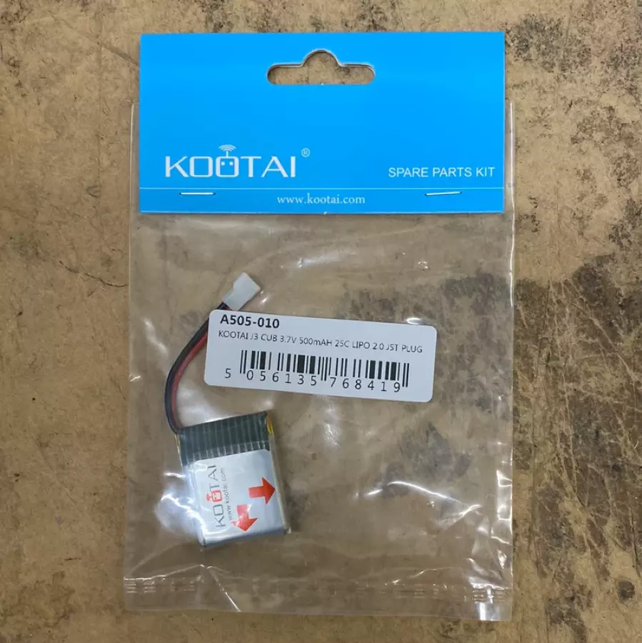 KOOTAI J3 CUB 3.7V 500mAH 25C 25C LIPO BATTERY 2.0 JST PLUG