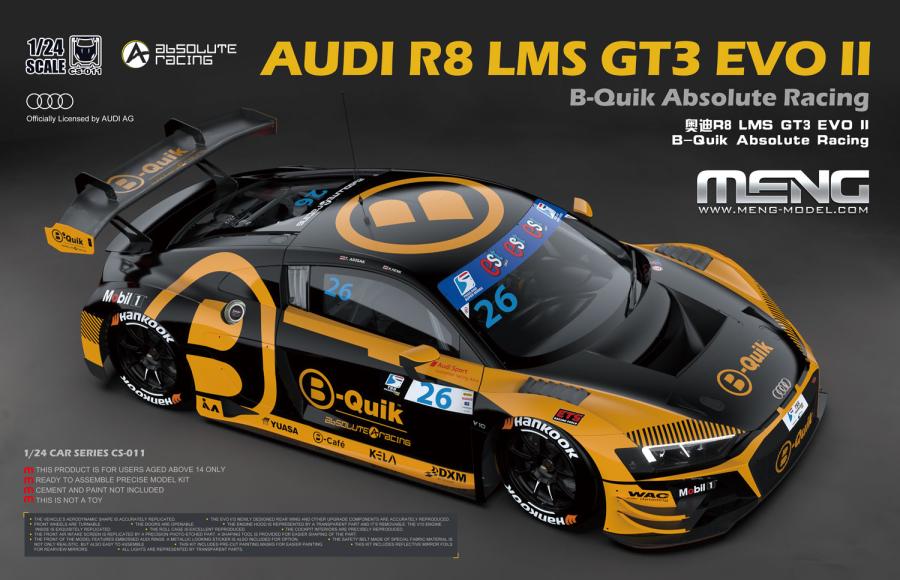 Meng 1/24 AUDI R8 LMS GT3 EVO II B-Quik Absolute Racing