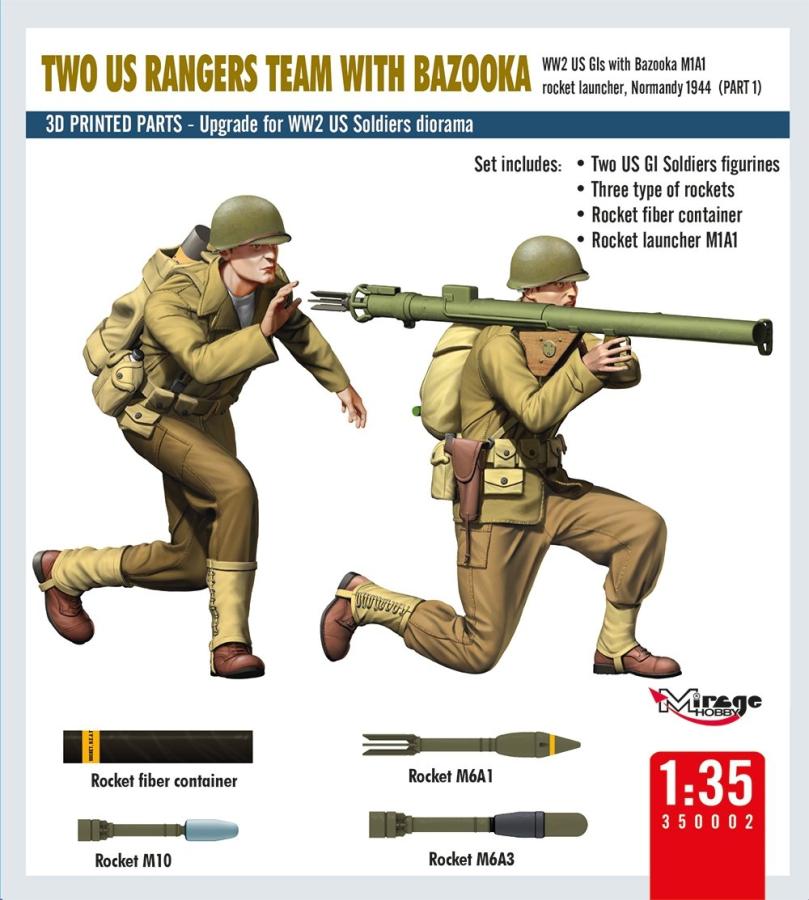 Miragehobby 1/35 US Rangers team with bazooka (2 figures)