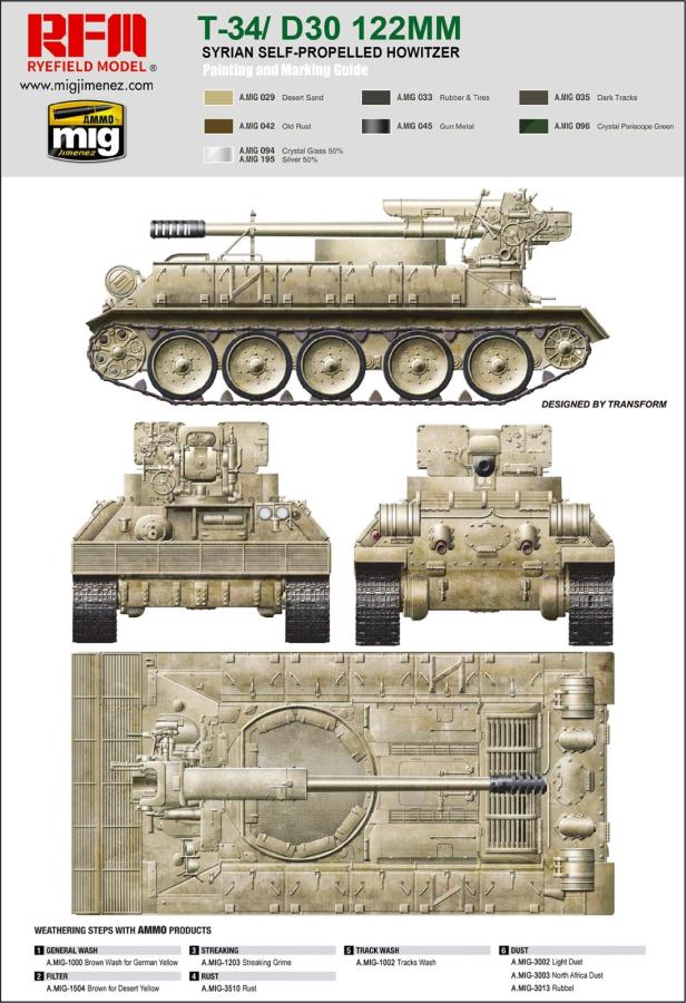 Ryefield 1/35 T-34/D-30 122MM Syrian SP Howitzer