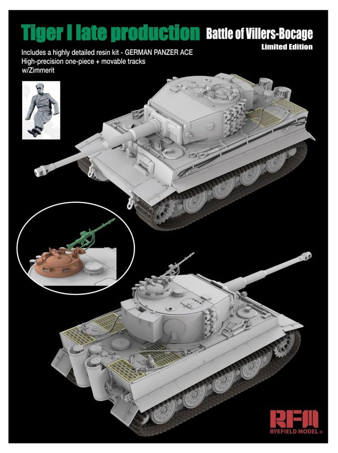 Ryefield 1/35 Tiger I Late Production Battle of Villers-Bocage with figure