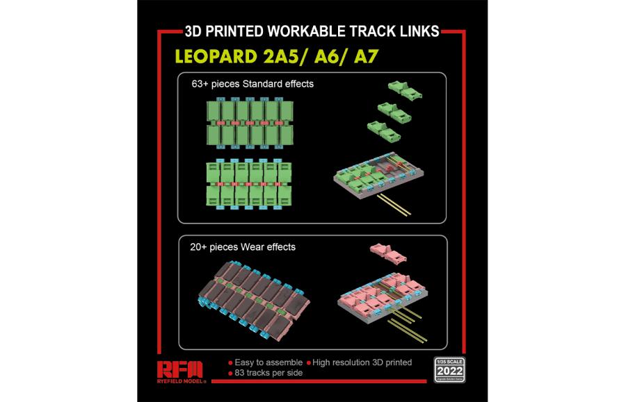 Ryefield 1/35 Track links for LEOPARD 2A5/A6/A7 (3D printed)