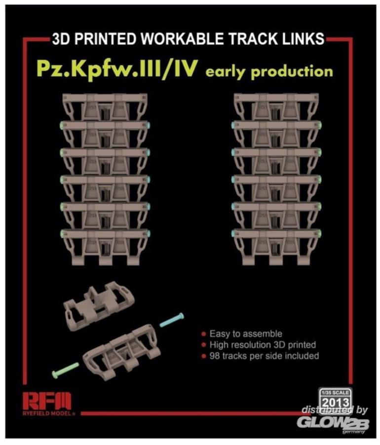 Ryefield 1/35 Track links for Pz. Kpfw. III /IV early (3D printed )