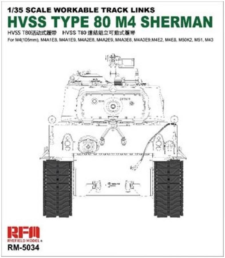 Ryefield 1/35 Workable tracks for HVSS Type 80-track Sherman